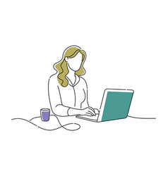 Woman Doing Research On A Computer Doodle