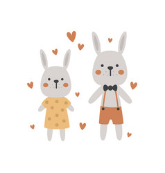 Cute Boho Rabbits Couple