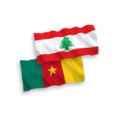 Flags Of Cameroon And Lebanon On A White