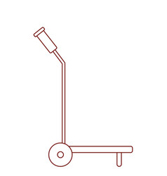 Hand Truck Icon Flat In Dark Red Contour