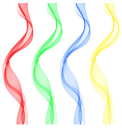 Set Of Color Waves Abstract Curved Line