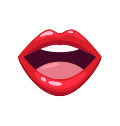 Wide Open Female Mouth With Red Lipstick