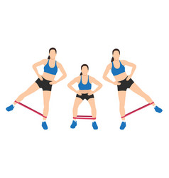 Woman Doing Resistance Band Squat Leg Abduction