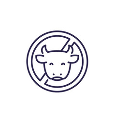 Dairy Free Line Icon With A Cow