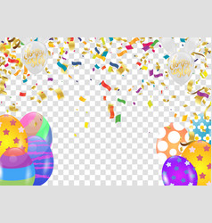 Easter Background With Colorful Eggs And Confetti