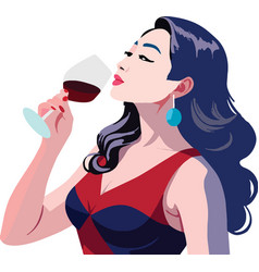 Japanese Girl Drinks Red Wine