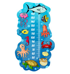 Kids Height Chart Cartoon Sea Animals