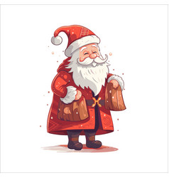 Old Santa Is Carrying A Bag Of Food