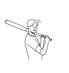 Smiling Man With Baseball Bat