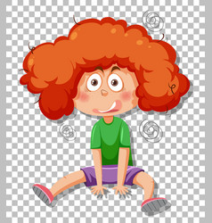 Dizzy Girl Cartoon Character On Grid Background