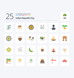 Indian Republic Day 25 Flat Color Icon Pack