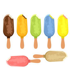 Colorful Icecream Popsicles With A Bite