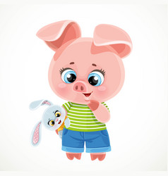 Cute Cartoon Baby Piglet With Bunny Soft Toy