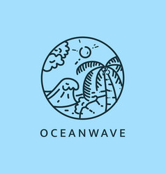 Minimalist Ocean Wave Logo Line Art Template