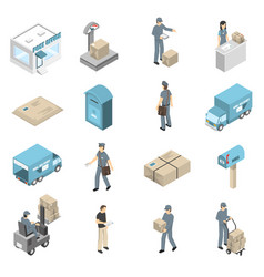 Post Office Service Isometric Icons Set