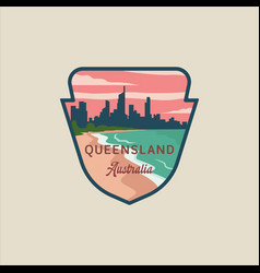 Queensland Beach Emblem Minimalist Template Icon