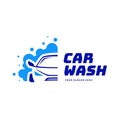 Car Wash Logo Cyan Blue Color