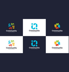 Creative Set Of People Community Logo Or Medical