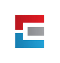 Red Blue And Grey Rectangular Letter E Icon