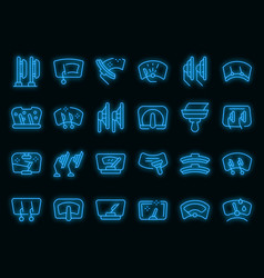 Windshield Wiper Icons Set Outline Blade