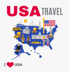 World Travel Agency Usa Culture Flat Poster