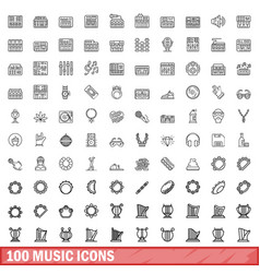 100 Music Icons Set Outline Style