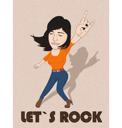 Let S Rock Pretty Rocker Girl Doing Sign