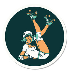 Tattoo Style Sticker A Pinup Roller Derby Girl