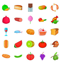 Overeat Icons Set Cartoon Style