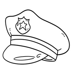 Police Hat Isolated Coloring Page For Kids