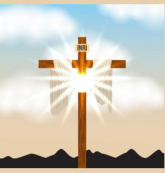 Cross Inri And Bright Light Sky Radiant