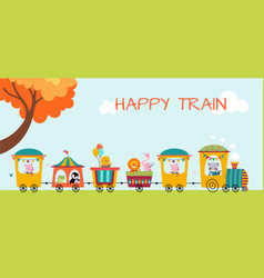 Happy Cartoon Animals Ride On Train