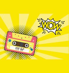 Hip Hop Retro Cassette With Wow Explosion Bubble