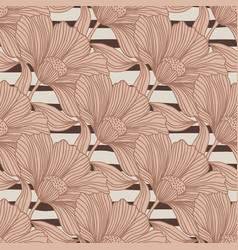 Abstract Floral Line Seamless Pattern In Retro