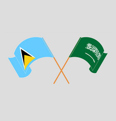 Crossed Flags Of Saint Lucia And Saudi Arabia