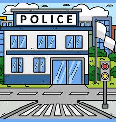 Police Station Colored Cartoon