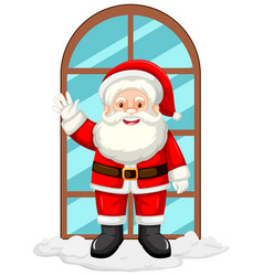 Santa Waving Hand By The Window