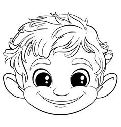 Black And White Line Art Of A Happy Boys Face