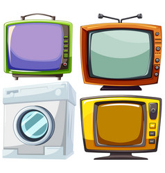 Colorful Retro Tvs And A White Washing Machine