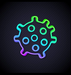 Glowing Neon Line Bacteria Icon Isolated On Black