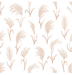 Pampas Grass Seamless Pattern Dry Boho Background