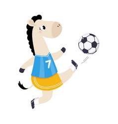 Funny Horse Animal Character Playing Football