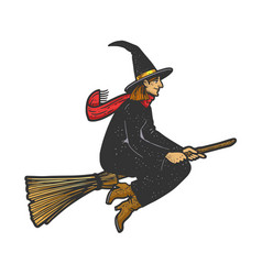 Witch Flying On A Broom Sketch