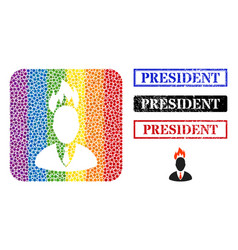 Scratched President Seal And Dot Mosaic Fired Boss