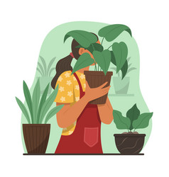 Woman Taking Care Of Plants