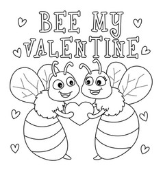 Bee My Valentine Page For Kids