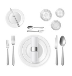 Table Setting Top View Realistic 3d Silver