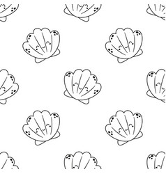 Cartoon Seamless Pattern With Outline Scallop