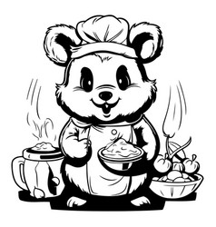 Panda Chef - Black And White Cartoon Mascot