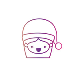 Santa Claus Woman Kawaii Face With Wink Eye